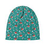 Candy And Santa Claus Hat Pattern Print Beanie