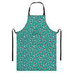 Candy And Santa Claus Hat Pattern Print Bib Apron With Pocket