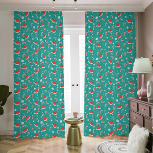 Candy And Santa Claus Hat Pattern Print Blackout Pencil Pleat Curtains