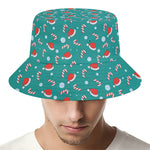 Candy And Santa Claus Hat Pattern Print Bucket Hat