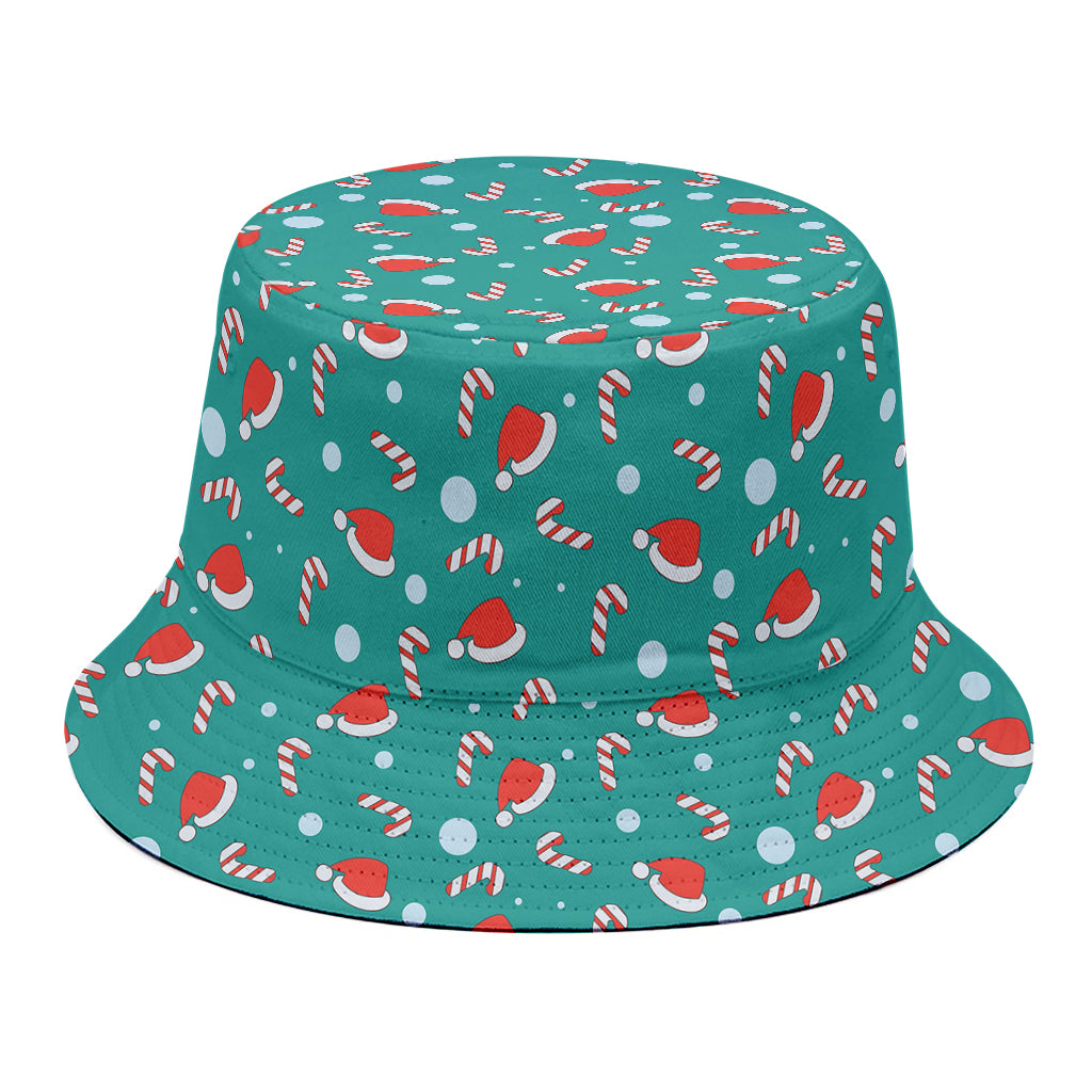 Candy And Santa Claus Hat Pattern Print Bucket Hat