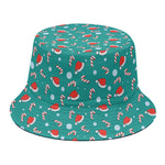 Candy And Santa Claus Hat Pattern Print Bucket Hat