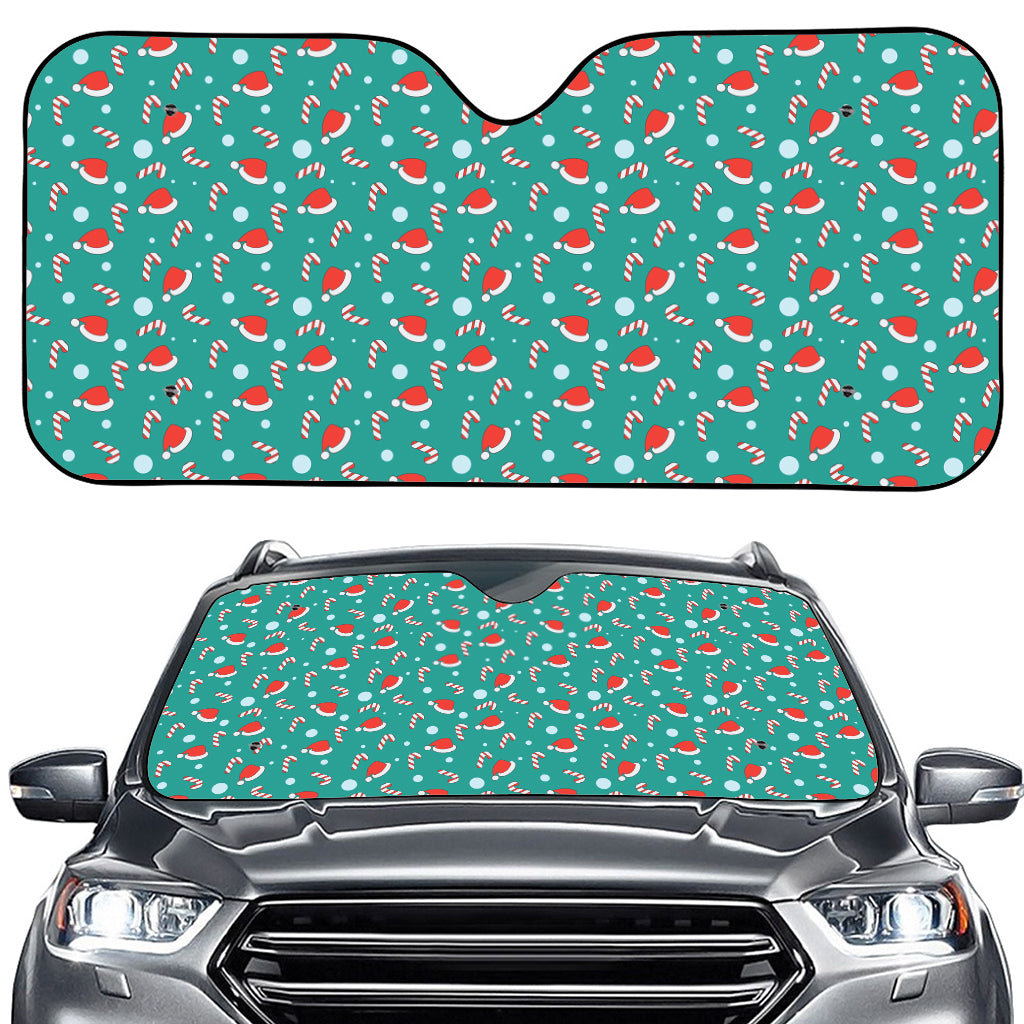 Candy And Santa Claus Hat Pattern Print Car Windshield Sun Shade