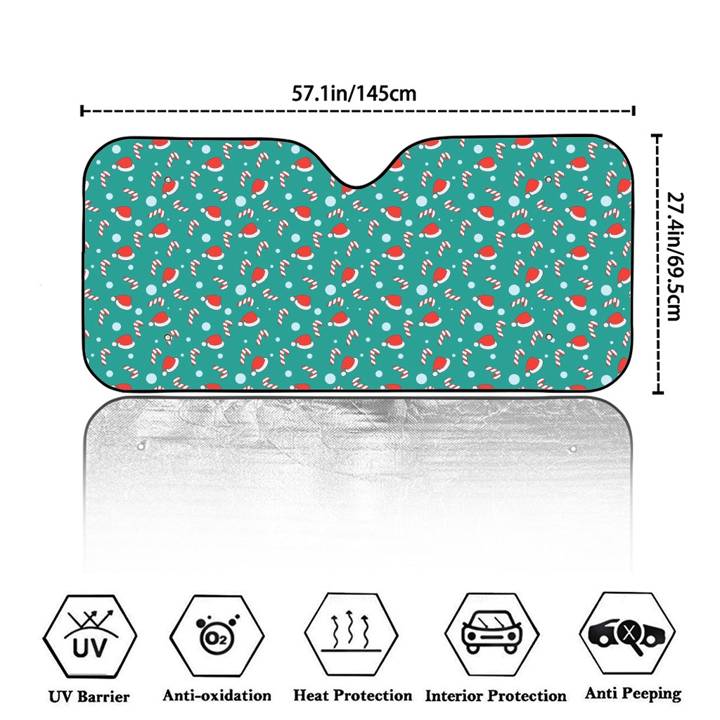 Candy And Santa Claus Hat Pattern Print Car Windshield Sun Shade