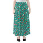 Candy And Santa Claus Hat Pattern Print Chiffon Maxi Skirt