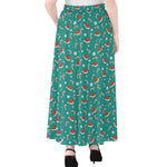 Candy And Santa Claus Hat Pattern Print Chiffon Maxi Skirt