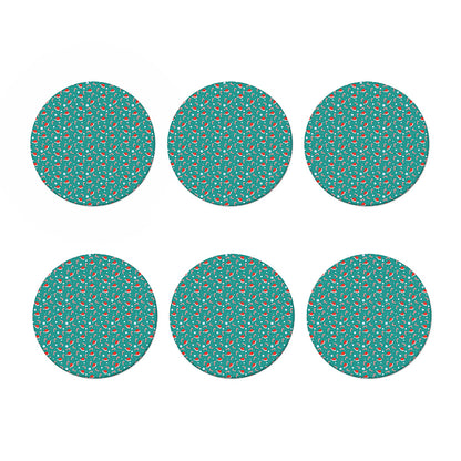 Candy And Santa Claus Hat Pattern Print Coaster Set