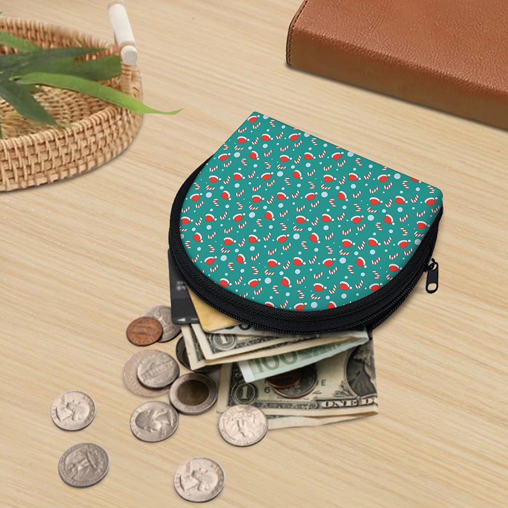Candy And Santa Claus Hat Pattern Print Coin Purse