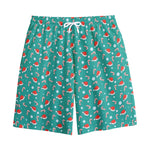 Candy And Santa Claus Hat Pattern Print Cotton Shorts
