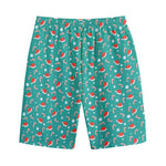 Candy And Santa Claus Hat Pattern Print Cotton Shorts