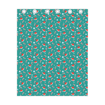 Candy And Santa Claus Hat Pattern Print Curtain