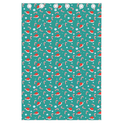 Candy And Santa Claus Hat Pattern Print Curtain
