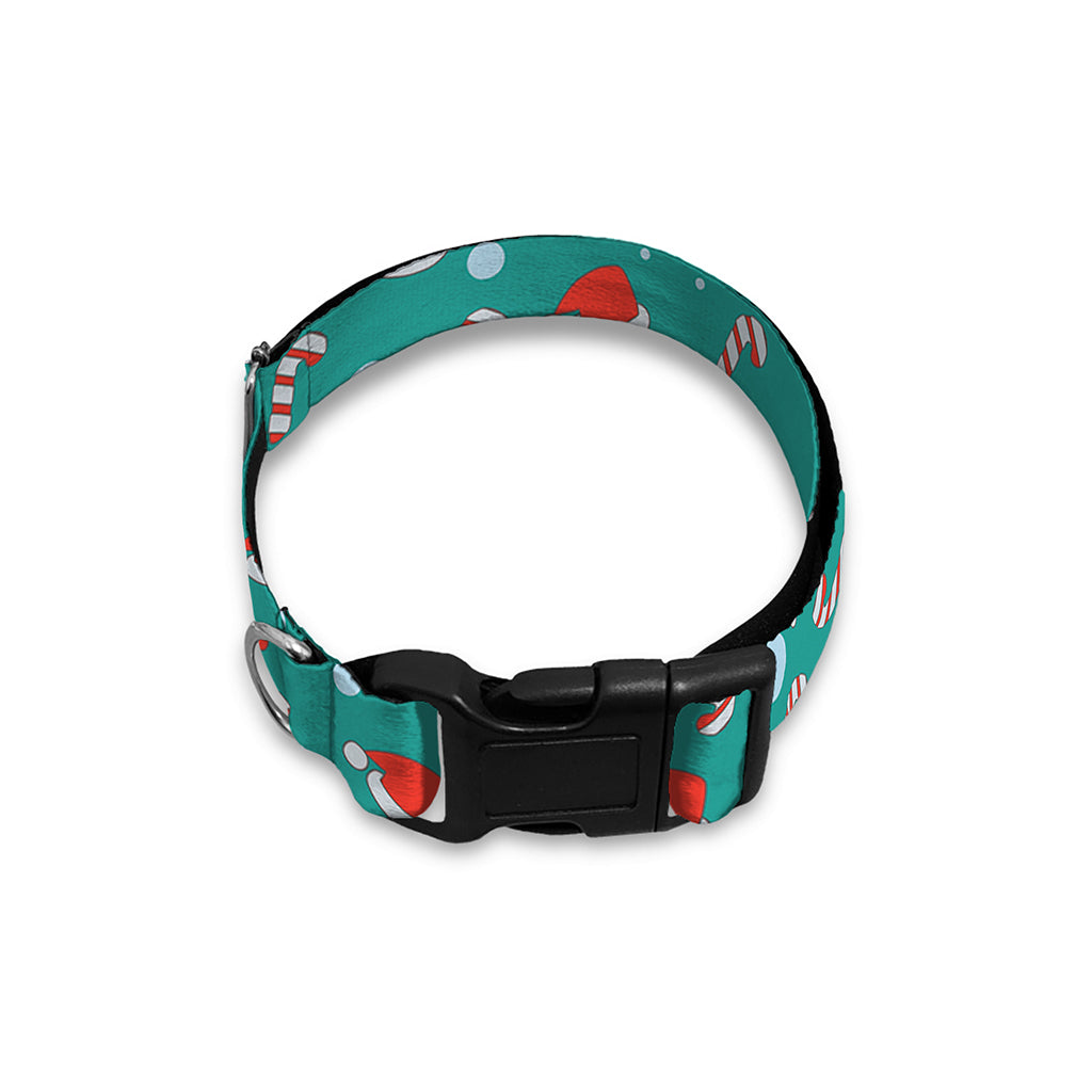 Candy And Santa Claus Hat Pattern Print Dog Collar