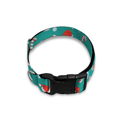 Candy And Santa Claus Hat Pattern Print Dog Collar