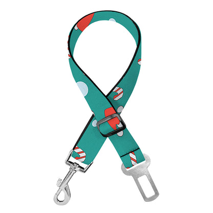 Candy And Santa Claus Hat Pattern Print Dog Seat Belt