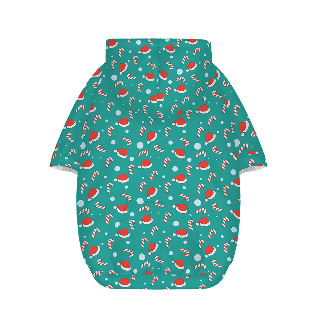 Candy And Santa Claus Hat Pattern Print Dog Zip Up Hoodie