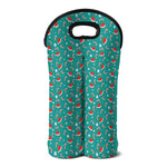 Candy And Santa Claus Hat Pattern Print Double Neoprene Wine Tote