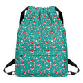 Candy And Santa Claus Hat Pattern Print Drawstring Backpack