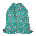 Candy And Santa Claus Hat Pattern Print Drawstring Bag