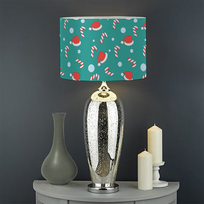 Candy And Santa Claus Hat Pattern Print Drum Lamp Shade