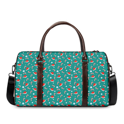 Candy And Santa Claus Hat Pattern Print Duffle Bag