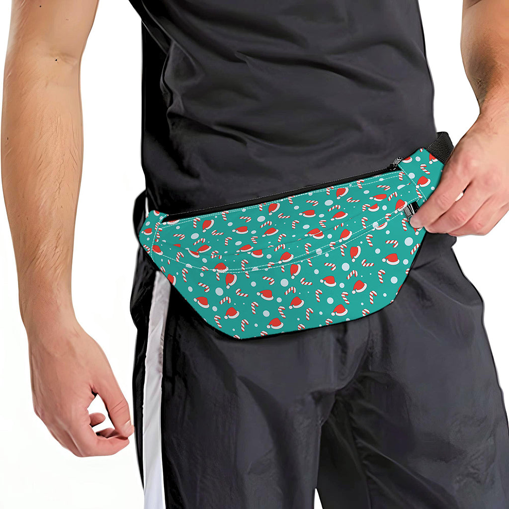 Candy And Santa Claus Hat Pattern Print Fanny Pack