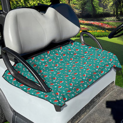Candy And Santa Claus Hat Pattern Print Golf Cart Seat Cover