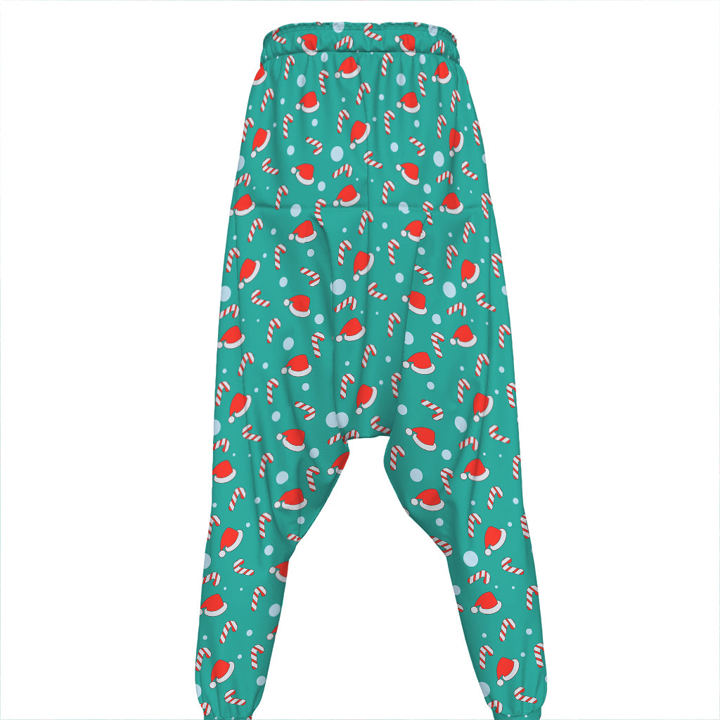 Candy And Santa Claus Hat Pattern Print Hammer Pants
