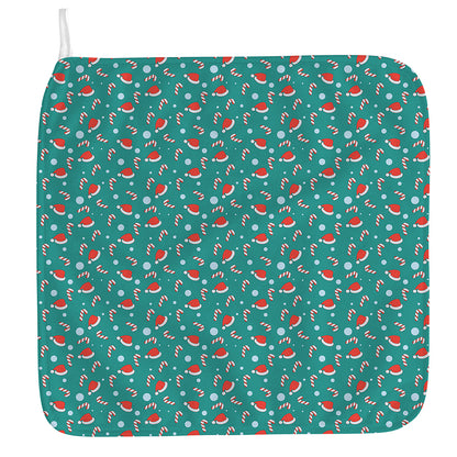 Candy And Santa Claus Hat Pattern Print Hand Towel