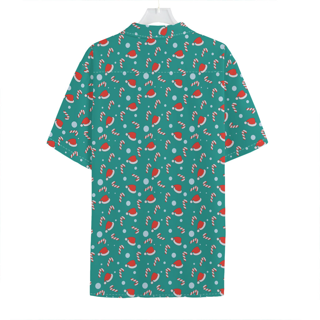 Candy And Santa Claus Hat Pattern Print Hawaiian Shirt