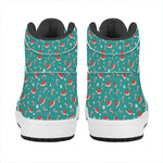 Candy And Santa Claus Hat Pattern Print High Top Leather Sneakers