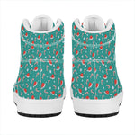 Candy And Santa Claus Hat Pattern Print High Top Leather Sneakers