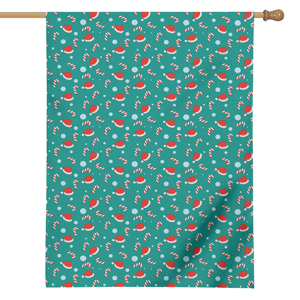 Candy And Santa Claus Hat Pattern Print House Flag
