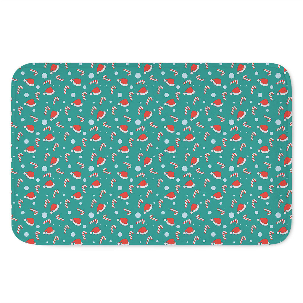 Candy And Santa Claus Hat Pattern Print Indoor Door Mat
