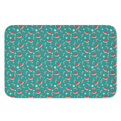 Candy And Santa Claus Hat Pattern Print Indoor Door Mat