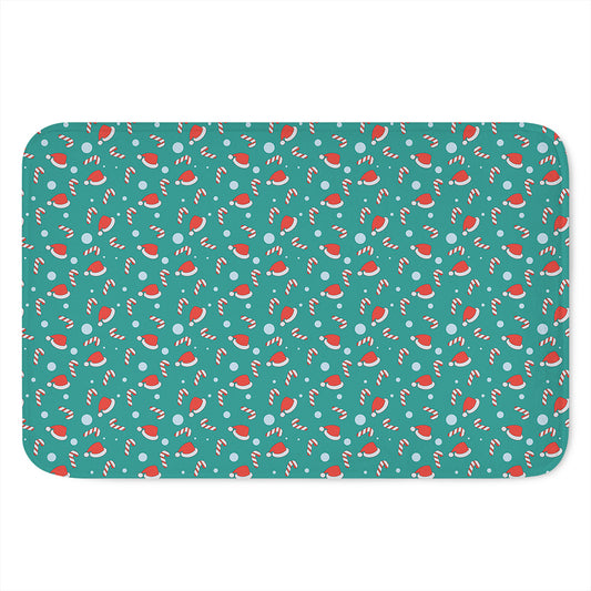 Candy And Santa Claus Hat Pattern Print Indoor Door Mat