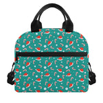 Candy And Santa Claus Hat Pattern Print Insulated Lunch Bag