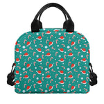 Candy And Santa Claus Hat Pattern Print Insulated Lunch Bag