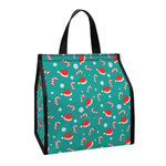 Candy And Santa Claus Hat Pattern Print Insulated Lunch Tote