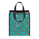 Candy And Santa Claus Hat Pattern Print Insulated Lunch Tote