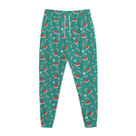Candy And Santa Claus Hat Pattern Print Jogger Pants