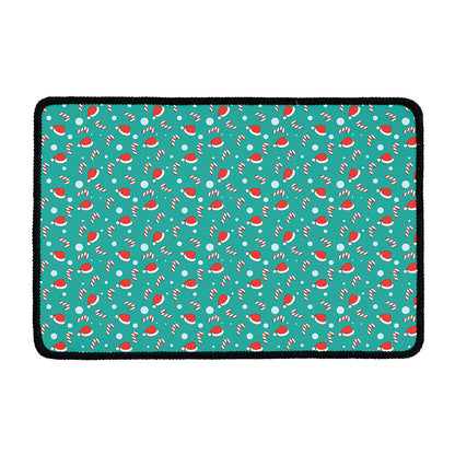 Candy And Santa Claus Hat Pattern Print Kitchen Mat