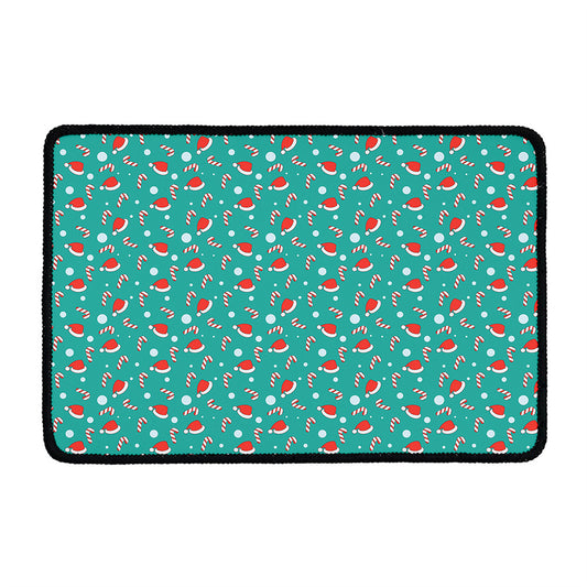 Candy And Santa Claus Hat Pattern Print Kitchen Mat