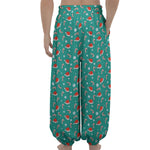 Candy And Santa Claus Hat Pattern Print Lantern Pants