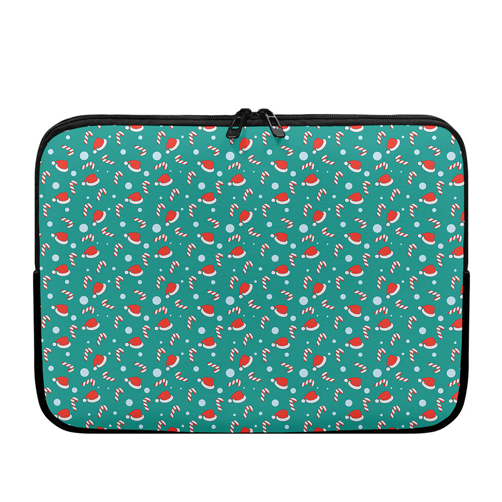 Candy And Santa Claus Hat Pattern Print Laptop Sleeve