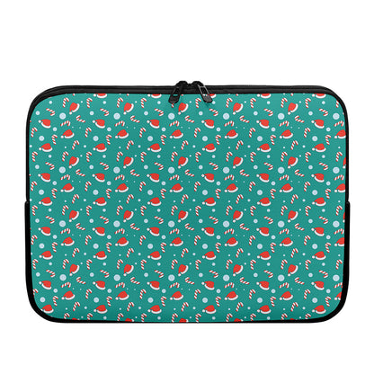 Candy And Santa Claus Hat Pattern Print Laptop Sleeve