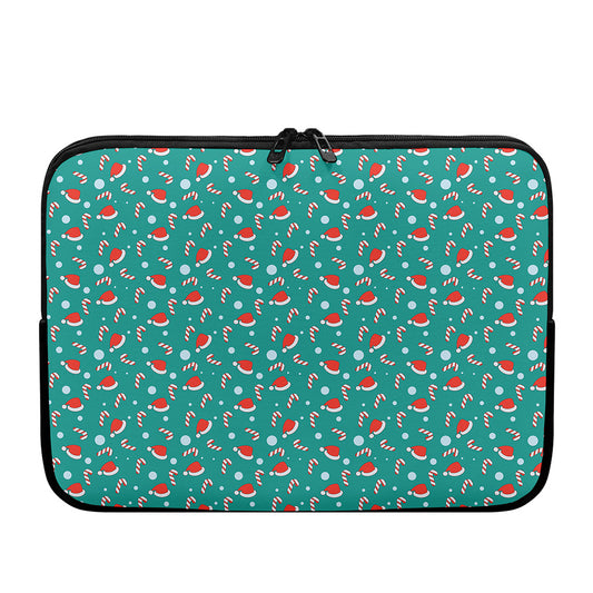 Candy And Santa Claus Hat Pattern Print Laptop Sleeve