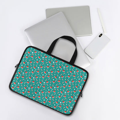 Candy And Santa Claus Hat Pattern Print Laptop Sleeve With Handle