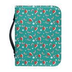 Candy And Santa Claus Hat Pattern Print Leather Bible Cover