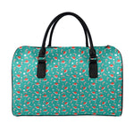 Candy And Santa Claus Hat Pattern Print Leather Duffle Bag